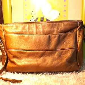 SAS gold vegan leather shoulder bag